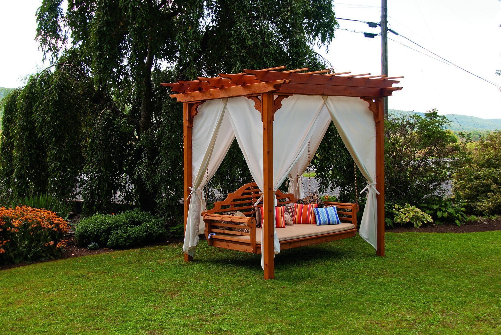 Cedar Pergola Swing Bed Stand by A & L Furniture - The Charming Bench ...