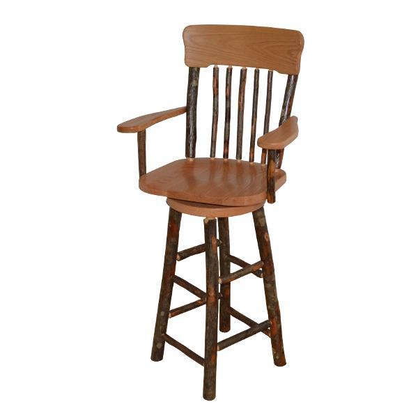 A &amp; L Furniture Hickory Panel Back Swivel Barchair Outdoor Chairs Natural