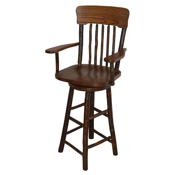 A &amp; L Furniture Hickory Panel Back Swivel Barchair Outdoor Chairs Walnut