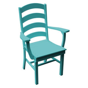 A & L Furniture Ladderback Dining Chair w/ Arms Outdoor Chairs Aruba Blue