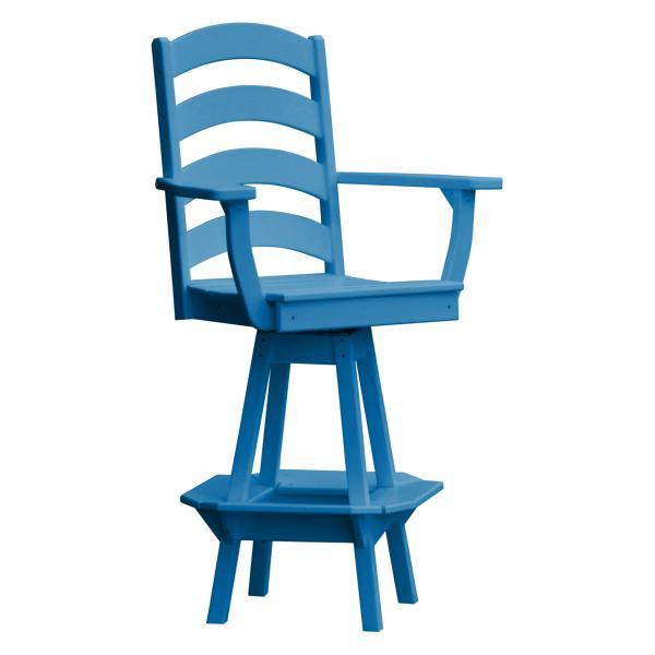 A &amp; L Furniture Ladderback Swivel Bar Chair w/ Arms Outdoor Chairs Blue