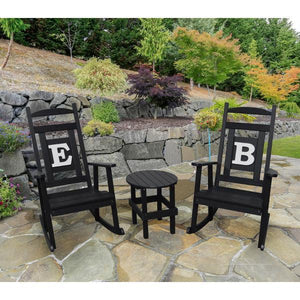 A & L Furniture Poly Classic Rocker with Monogram Rocker Chair A / Black