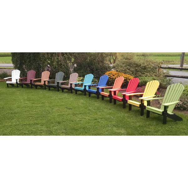A &amp; L Furniture Poly Fanback Adirondack Chair with Black Frame Outdoor Chairs Aruba Blue