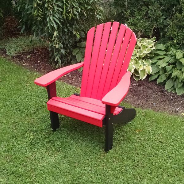 A &amp; L Furniture Poly Fanback Adirondack Chair with Black Frame Outdoor Chairs Bright Red