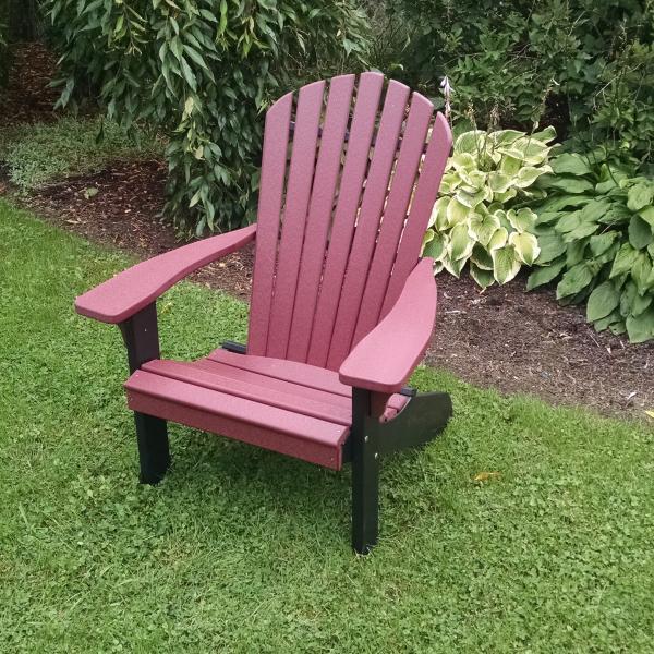 A &amp; L Furniture Poly Fanback Adirondack Chair with Black Frame Outdoor Chairs Cherrywood