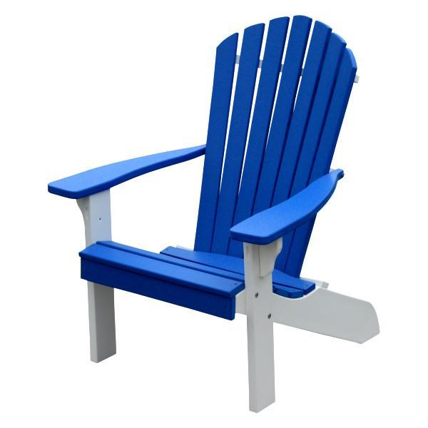 A &amp; L Furniture Poly Fanback Adirondack Chair with White Frame Outdoor Chairs Blue