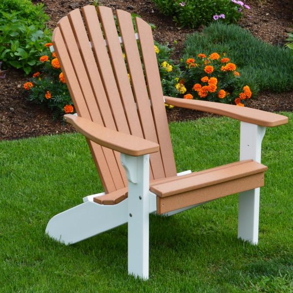 A &amp; L Furniture Poly Fanback Adirondack Chair with White Frame Outdoor Chairs Cedar