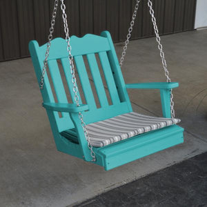 A & L Furniture Poly Royal English Chair Swing Porch Swing Aruba Blue