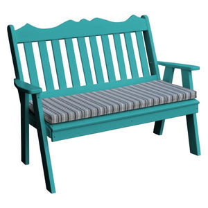 A & L Furniture Poly Royal English Garden Bench Garden Benches 4ft / Aruba Blue