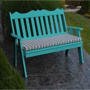 A & L Furniture Poly Royal English Garden Bench Garden Benches 4ft / Aruba Blue