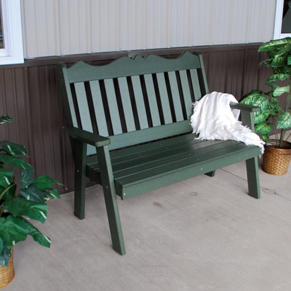 A &amp; L Furniture Poly Royal English Garden Bench Garden Benches 4ft / Aruba Blue