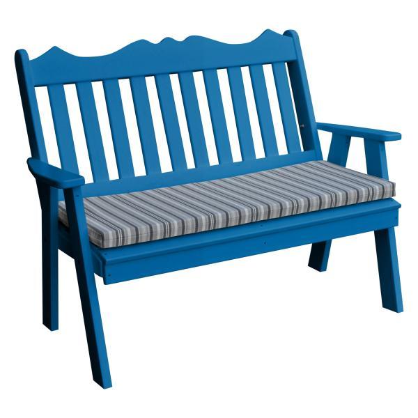 A &amp; L Furniture Poly Royal English Garden Bench Garden Benches 4ft / Blue