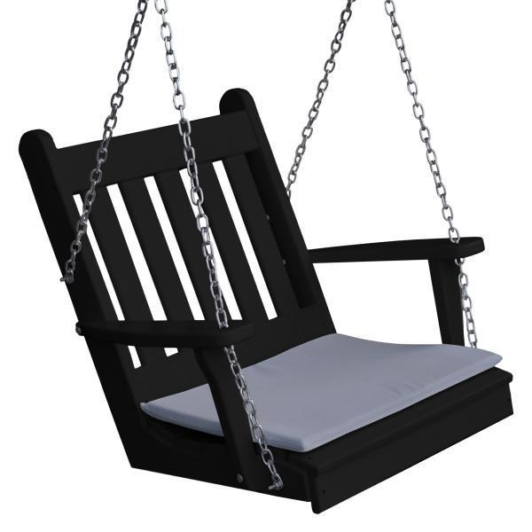 A &amp; L Furniture Poly Traditional English Chair Swing Porch Swing Black