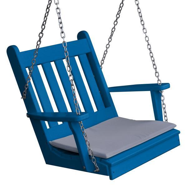 A &amp; L Furniture Poly Traditional English Chair Swing Porch Swing Blue