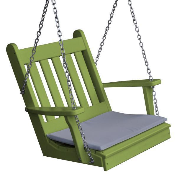 A &amp; L Furniture Poly Traditional English Chair Swing Porch Swing Tropical Lime