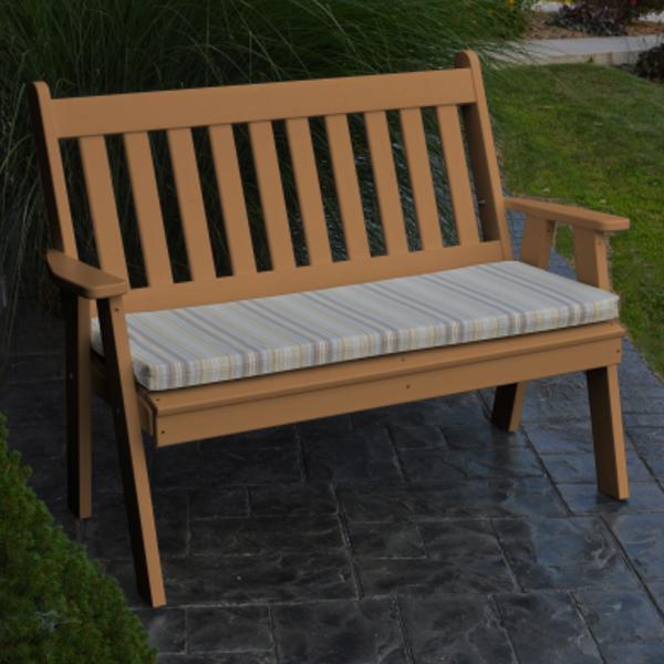 A &amp; L Furniture Poly Traditional English Garden Bench Garden Benches 4ft / Aruba Blue