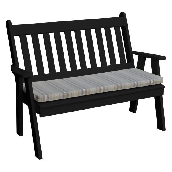 A &amp; L Furniture Poly Traditional English Garden Bench Garden Benches 4ft / Black