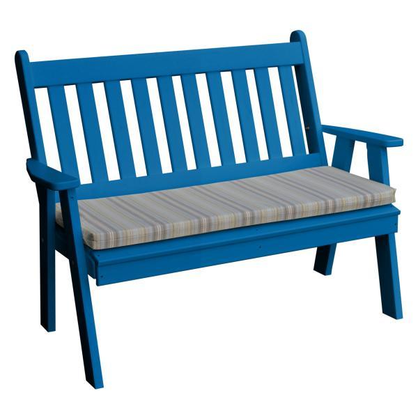 A &amp; L Furniture Poly Traditional English Garden Bench Garden Benches 4ft / Blue