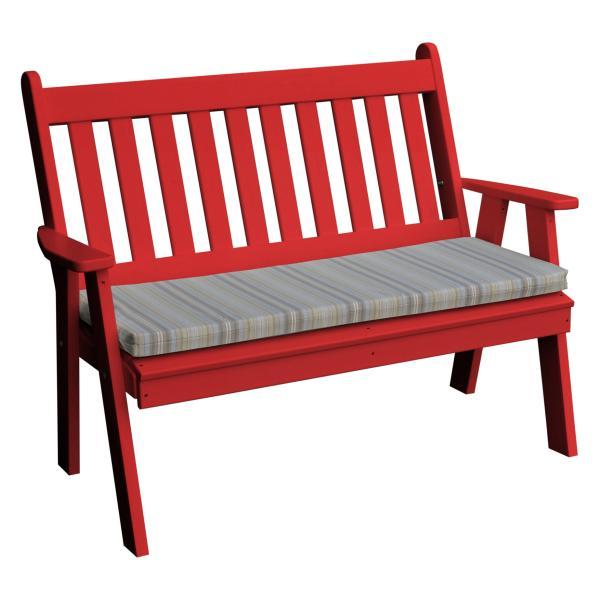 A &amp; L Furniture Poly Traditional English Garden Bench Garden Benches 4ft / Bright Red
