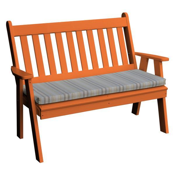 A &amp; L Furniture Poly Traditional English Garden Bench Garden Benches 4ft / Orange
