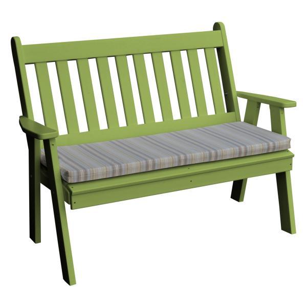 A &amp; L Furniture Poly Traditional English Garden Bench Garden Benches 4ft / Tropical Lime