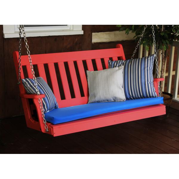 A &amp; L Furniture Poly Traditional English Porch Swing Porch Swings 4ft / Aruba Blue