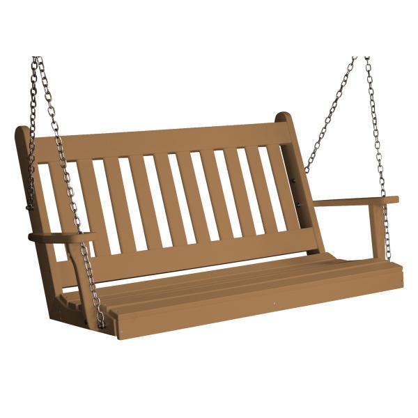 A &amp; L Furniture Poly Traditional English Porch Swing Porch Swings 4ft / Cedar