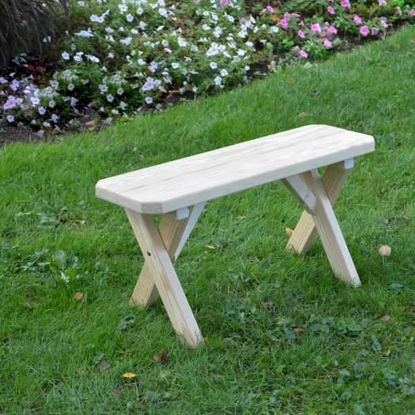 A &amp; L Furniture Pressure Treated Pine Crossleg Bench Picnic Benches 2ft / Unfinished