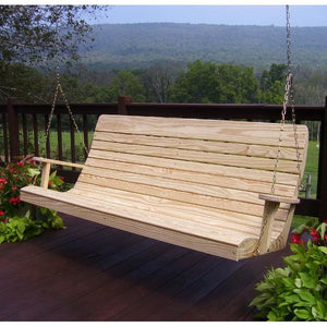 A & L Furniture Pressure Treated Pine Highback Porch Swing Porch Swings 6ft / Unfinished