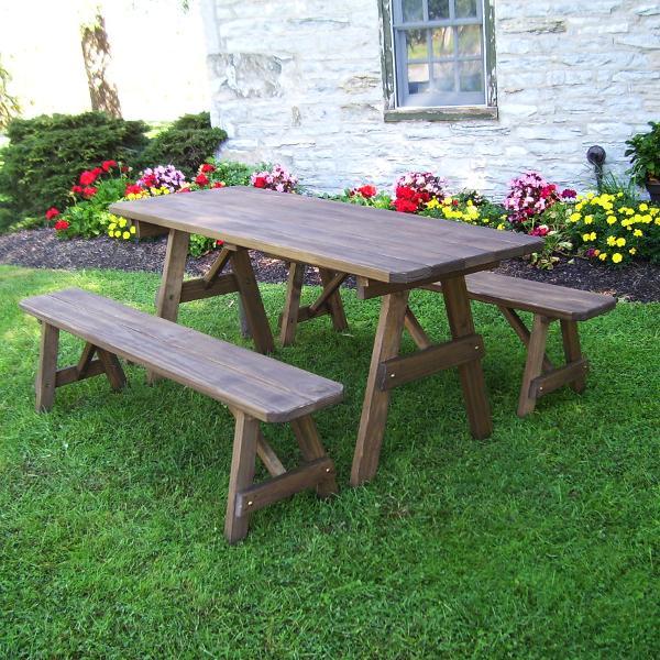 Pressure Treated Pine Traditional Table with 2 Benches