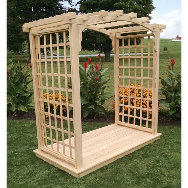 A &amp; L Furniture Pressure Treated Yellow Pine Cambridge Arbor &amp; Deck Porch Swing Stands 4ft / Unfinished
