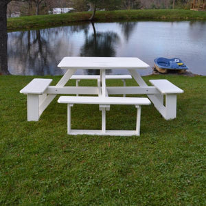 A & L Furniture Recycled Plastic 44 Inch Square Walk-In Table Picnic Table Aruba Blue / No