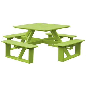 A & L Furniture Recycled Plastic 44 Inch Square Walk-In Table Picnic Table Tropical Lime / No