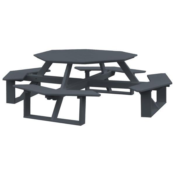 A &amp; L Furniture Recycled Plastic 54 Inch Octagon Walk-In Table Picnic Table Dark Gray / No