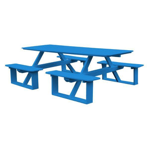 A & L Furniture Recycled Plastic 8 ft Walk-In Table Picnic Table Blue / No