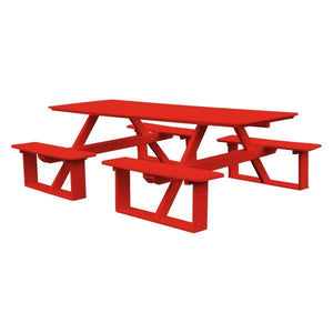 A & L Furniture Recycled Plastic 8 ft Walk-In Table Picnic Table Bright Red / No