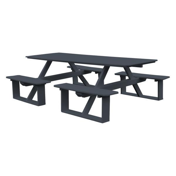A &amp; L Furniture Recycled Plastic 8 ft Walk-In Table Picnic Table Dark Gray / No