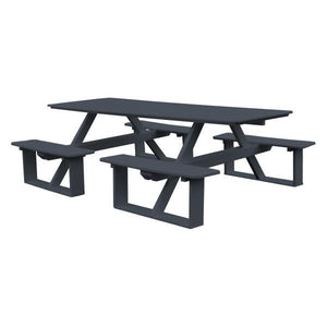 A & L Furniture Recycled Plastic 8 ft Walk-In Table Picnic Table Dark Gray / No