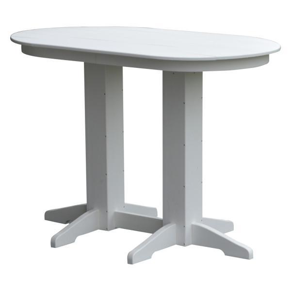 A &amp; L Furniture Recycled Plastic Oval Bar Table Bar Table 5ft / White / No
