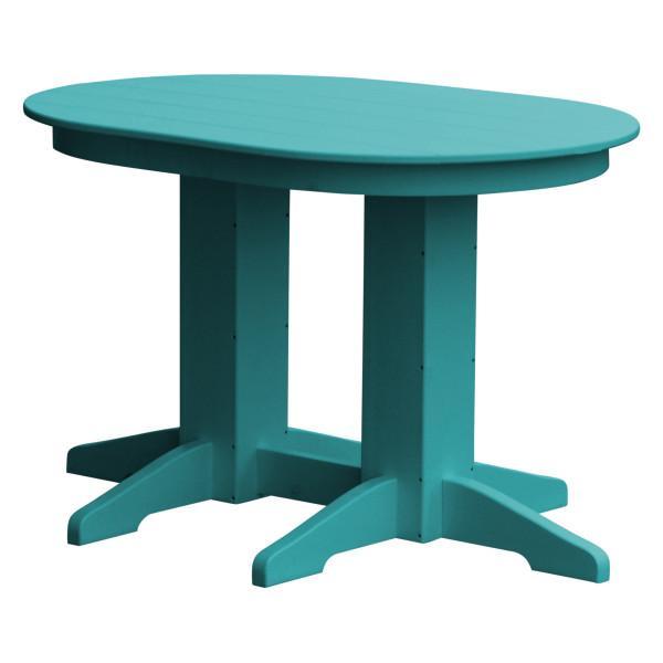A &amp; L Furniture Recycled Plastic Oval Dining Table Dining Table 4ft / Aruba-Blue