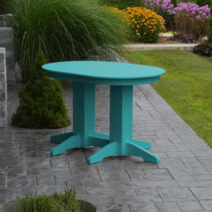 A & L Furniture Recycled Plastic Oval Dining Table Dining Table 4ft / Aruba-Blue / Details