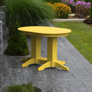 A & L Furniture Recycled Plastic Oval Dining Table Dining Table 4ft / Lemon-Yellow / Details