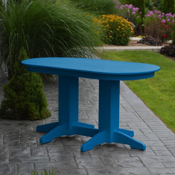 A &amp; L Furniture Recycled Plastic Oval Dining Table Dining Table 5ft / Blue / Details