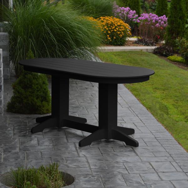 A &amp; L Furniture Recycled Plastic Oval Dining Table Dining Table 6ft / Black / Details