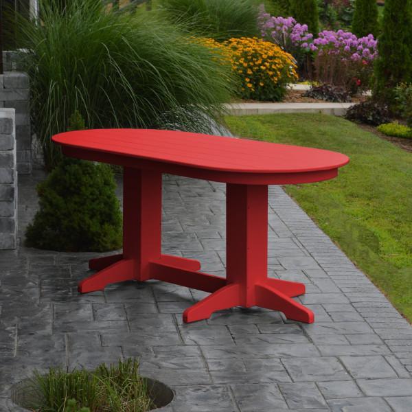 A &amp; L Furniture Recycled Plastic Oval Dining Table Dining Table 6ft / Bright-Red / Details
