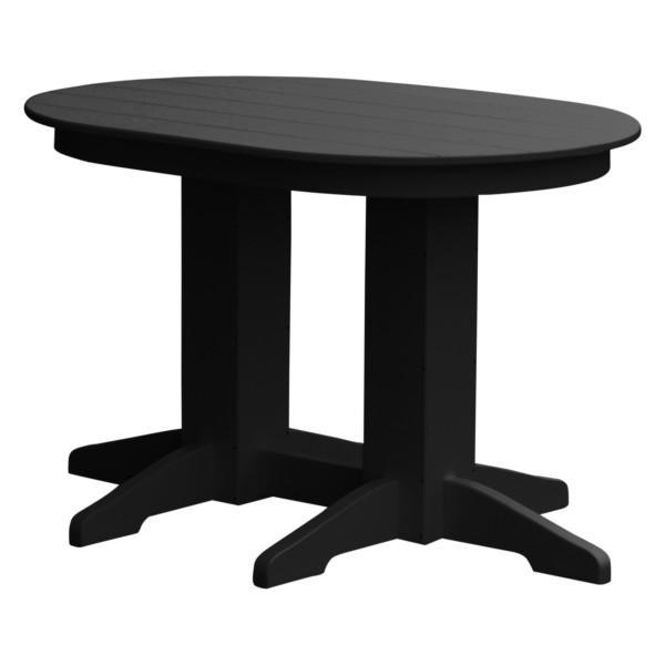 A &amp; L Furniture Recycled Plastic Oval Dining Table Dining Table 4ft / Black