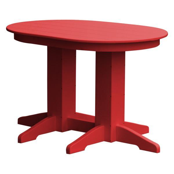 A &amp; L Furniture Recycled Plastic Oval Dining Table Dining Table 4ft / Bright-Red