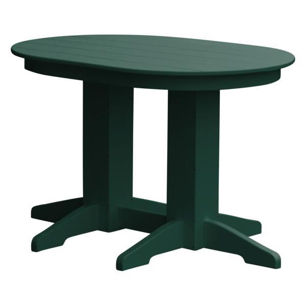 A &amp; L Furniture Recycled Plastic Oval Dining Table Dining Table 4ft / Turf-Green