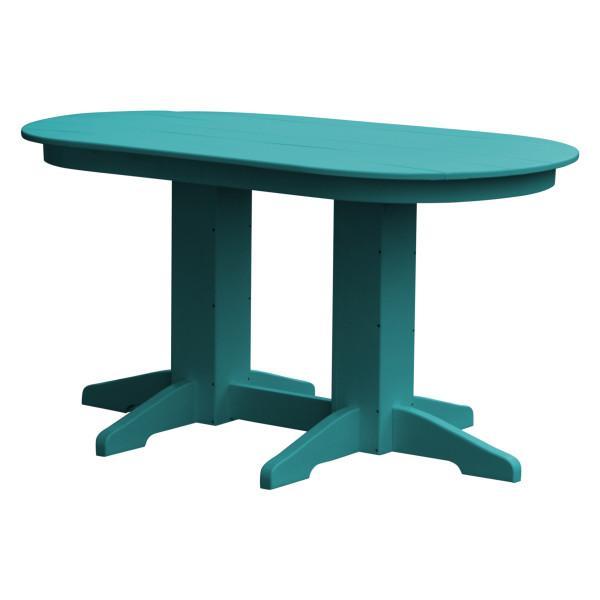 A &amp; L Furniture Recycled Plastic Oval Dining Table Dining Table 5ft / Aruba-Blue