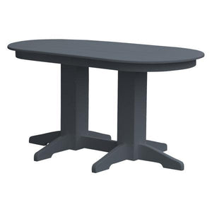 A & L Furniture Recycled Plastic Oval Dining Table Dining Table 5ft / Dark-Gray